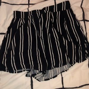 White and blue pinstriped shorts